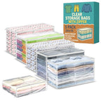 Houseables Clothes Storage Bag, Sweater Bags Moth Proof, Moth Proof Sweater Storage, Clear Zipper Organizer, Vinyl Zippered Plastic Protection, Blanket, Linen, Clothing, Quilt, Bed Sheet, 24x13, 5 PK - size: 24"x13"x12"