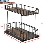 Simple Houseware 2-Tier Spice Rack Slide Out Wire Basket Drawer Organizer, Black - color: Black