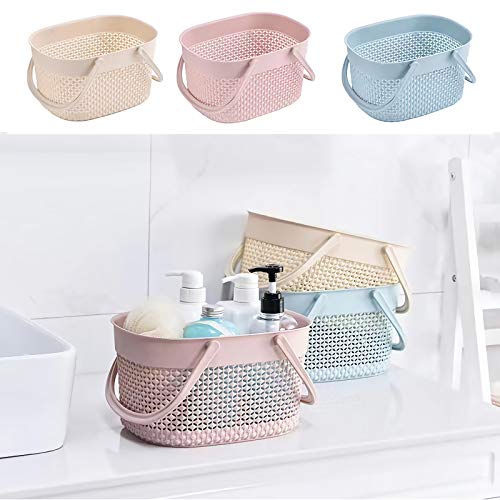 rejomiik Portable Shower Caddy Basket, Plastic Organizer Storage Tote with Handles Toiletry Bag Bin Box for Bathroom, College Dorm Room Essentials, Kitchen, Camp, Gym, Pink - color: Pink, size: 1 pack