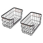 Amazon Basics Stackable Metal Wire Rectangular Storage Baskets for Kitchen, Bathroom or Pantry Organizing, 2 Count, Black