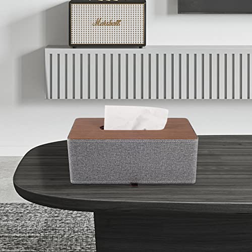 Tissue Box Cover Rectangle Tissue Box Holder PU Leather Facial Organizer with Magnetic Bottom,Decorative Napkin Caddy for Vanity Dresser Night Stand Table Countertop Home Office Car,Grey - color: Grey