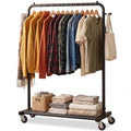Sywhitta Clothing Rack on Wheels with Mesh Storage Shelf & Sturdy Metal Frame, Rolling Garment Rack for Hanging Clothes, Coats, Skirts, 39.76" L x 16" W x 64.56" H,Black - color: Black