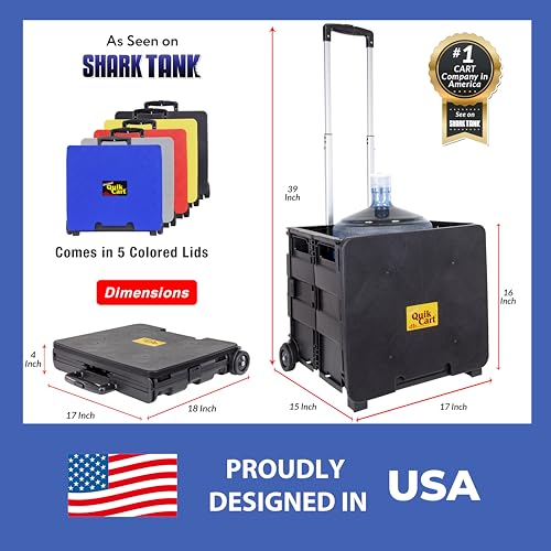 dbest products Quik Cart Collapsible Rolling Crate on Wheels for Teachers Tote Basket 80 lbs Capacity, Made from Heavy Duty Plastic Used as a Seat, Black - color: Black, style: Standard