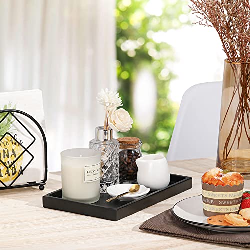 Luxspire Bathroom Vanity Tray, Resin Dresser Jewelry Ring Dish Tank Storage Kitchen Sink Countertop Organizer Plate Holder for Perfume Candles Soap Towel Plant Bathroom Accessories, M, Matte Black - color: Black, style: M