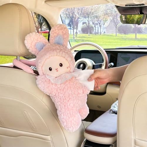 Elephant Tissue Box Cover Plush Tissue Box Holder for Car, Home, Decorative Holder/Organizer for Bathroom Vanity Countertop, Nightstands, Office Desk-Bunny - color: Bunny