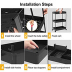 SPACELEAD Slim Storage Cart 3 Tier,Bathroom Organizer Rolling Utility,Mobile Shelving Unit Slide Out for Office, Kitchen, Laundry Room & Narrow Places,Black - color: Black