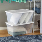 Sterilite 4-Pack 90 Quart Storage Box, Stackable Clear Plastic Bins with Snap-On Lids - Heavy-Duty Organizing Containers for Closet, Bathroom, and Office - size: 90 Quart, style: 4