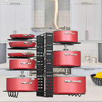 Podxco Pot and Pan Organizer for Under Cabinet, 8 Tiers Adjustable Pan Organizers Inside Cabinet with 3 DIY Methods, Upgrade of Pan Organizer Balance Ability, Kitchen Pan Rack Organizer for Cabinet