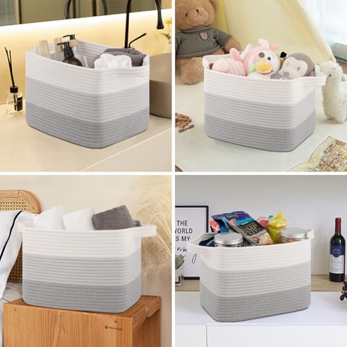 OIASKET Storage Baskets for Organizing, Woven Baskets for Shelves, Rectangle Decorative Organizer for Storage Clothes, Toy, Books, Towels Nursery Bins 3 Pack (Gradient Grey, 14.17"x9.85"x9.45") - color: Gradient Grey, size: 14.17"x9.85"x9.45"