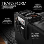 Couch Remote Caddy Control Holder Sofa Organizer with Detachable Wooden Snack Tray for Recliner Mattresses Chair Armrests with 4 Slots - 1 Large Pockets and 3 Small Pockets (Black) - color: Black