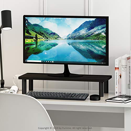 Furinno TURN-N-TUBE Monitor Stand Riser, 23.6"W Rectangle Monitor Riser, Laptop Stand for Desk, Office Desk Accessories, Desk Organizers and Accessories, Toolless Assembly, For Study Room, Dorm, Espresso - color: Espresso/Black, size: 23.6"W Rectangle
