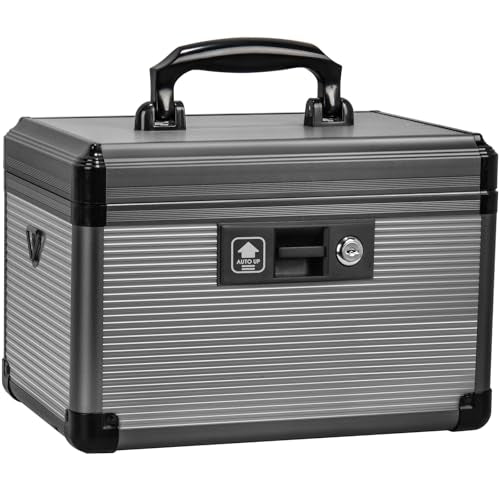 Medicine Lock Box with Key, Alluminum Alloy Box for Medication,First Aid Box with a Removeable Tray to Store Medicines & Pills for Home, Black 12 * 7.68 * 7.87 Inch - color: Black, size: Medium-12inch