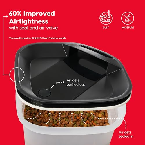 IRIS USA Pet Food Storage Container 25 lbs, Premium 60% Improved Airtight Seal with Air Valve, 2 Cup Scoop, Removable Wheels, Easy to Open - Made in the USA, Black - color: Black, size: 25 lbs