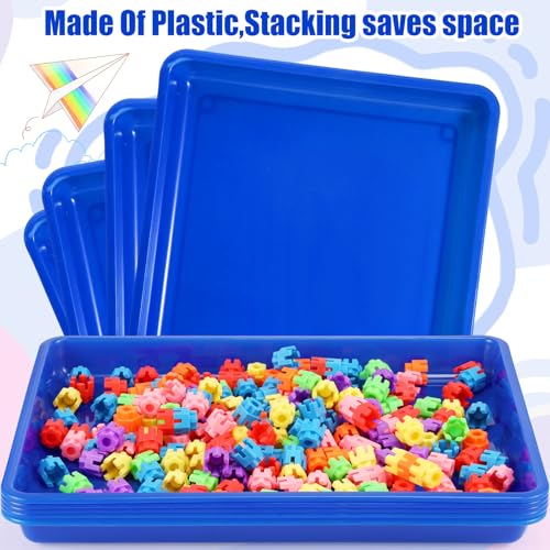 Hoteam 10 Pcs Flat Storage Organizer Tray Bin Paper Tray for Classroom Plastic Stackable File Organizer for School Office Teacher Book Organization(Blue,16.14 x 11.81 x 1.38 Inch) - color: Blue, size: 16.14 x 11.81 x 1.38 Inch