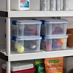 IRIS USA 16 Qt Storage Box with Airtight Seal, 4 Pack - BPA-Free, Made in USA - Heavy Duty Moving Containers with Tight Latch Gasket Lid, Weather Proof Tote Bin, WEATHERPRO - Clear/Blue - size: 16 Qt. - 4 Pack