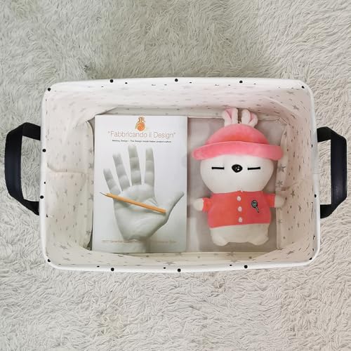 FANKANG Storage Basket,Nursery Hamper Canvas Laundry Basket Foldable with Waterproof PE Coating Storage, Office, Bedroom, Clothes,Toys (Rec-Star) - color: FK-Rec-Star
