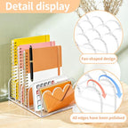 5-Slot Acrylic File Organizer for Desktop Clear Mail Holder Office Document Sorter Mails Storage 5 Compartments Multifunction Letter Folder Racks Holders for Office,Home, School Desk Organization