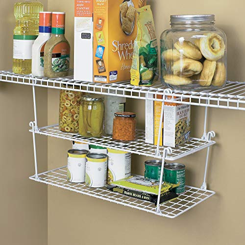 ClosetMaid Stack and Hang Wire Shelf, 21.5'' x 10.75'' x 7.87'' Stainless Steel Organizer Unit for Closets, Kitchen, Laundry Room, White