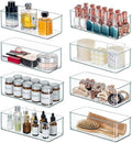 Qilinba 8 PACK Drawer Organizer Bins Bathroom Deep Drawer Silverware Organizers Clear Stackable Storage Bins for Vanity, Pantry, Office, Cabinet, Kitchen Counter Organization and Storage