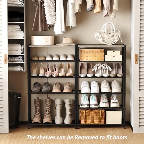 HOMEFORT 6 Tiers Shoe Rack Organizer,23" Shoe Storage Shelf for Closet, Shoe Rack for Entryway, Each Tier Fits 3 Pairs, Shoe Stand with Metal Shelves and MDF Top Board, Washed Gray - color: Washed Gray, size: 6-Tier (11.8"D x 23.23"W x 40.55"H)