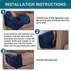 Velvet Quilted Armrest Covers - Water-Resistant Sofa Arm Protectors Set of 2 with Side Pocket Organizer, Non-Slip Furniture Covers for Chairs & Couches (Navy) - color: Navy