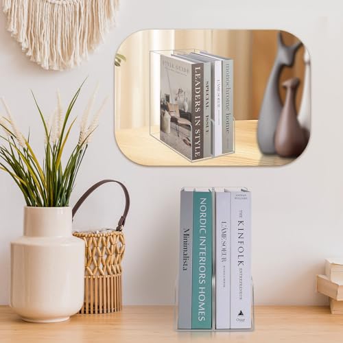Clear Acrylic Magazine Rack, Vertical File Holder, Desk Organizer Storage Stand for Office, 2 Pack - color: Clear2