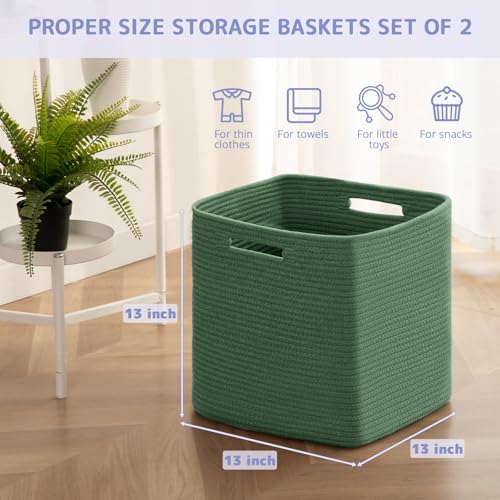 OIAHOMY Storage Cubes, 13 Inch Cube Storage Organizer, Collapsible Storage Bins, Baskets for Organizing, Storage Bins for Shelves-Green, 2-PACK - color: Green, size: 2Pcs-13*13*13inch