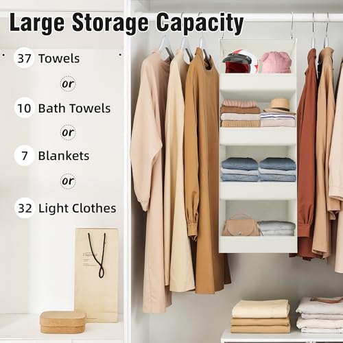 GRANNY SAYS 4-Shelf Hanging Organizer, Closet Hanging Shelves, Closet Hanging Storage Organizers, Organization for Bedroom, Living Room, Baby Nursery, Camper Accessories, Beige, 1-Pack - color: 4-shelf Beige, size: 1-Pack