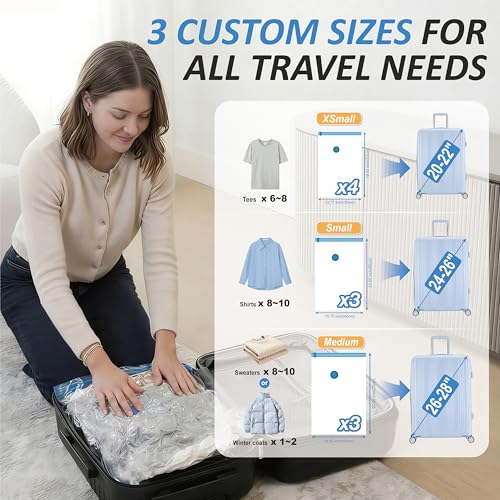 Cozy Essential Travel Vacuum Storage Bags with Rechargeable Cordless USB Pump, Space Saver Bags for Luggage, Suitcase, Carry-On, for Clothes, Blankets, Bedding & Seasonal Storage,10 Combo
