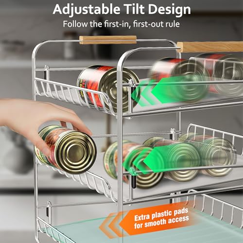 MAXIFFE 3 Tier Can Organizer for Pantry, Space-Saving Adjustable Easy Assembly Metal Sturdy Hold 36 Cans Storage Rack Holder Dispenser for Kitchen Countertop Cabinet RV, for Soda Drinks Fruits, Chrome - color: Chrome, size: 3 Tier - 1 Pack