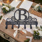 Metal Letter B Key Holder for Wall, Decorative Metal Key Holder Wall Mount, Key Hooks Coat Rack Monogram Wall Decor, Perfect for Bathroom, Living Room, Kitchen, Anniversary Housewarming Gift - style: B