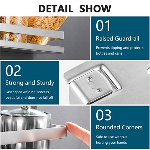 Rustproof Metal Storage Floating Shelves Wall Mounted Rectangular Shelf for Bedroom,Bathroom, Living Room, Kitchen, and Laundry Room,Nail-Free Wall-Mounted Shelves（7.9 Inch Silver） - color: Silver, size: 7.9in（20cm)