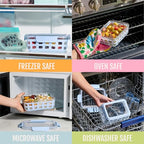 Ello Duraglass 3.4 Cup Meal Prep Sets 10Pc, 5 Pack Set- Glass Food Storage Container with Silicone Sleeve and Airtight BPA-Free Plastic Lids, Dishwasher, Microwave, and Freezer Safe, Meadow - color: Meadow, size: 3.4 Cup