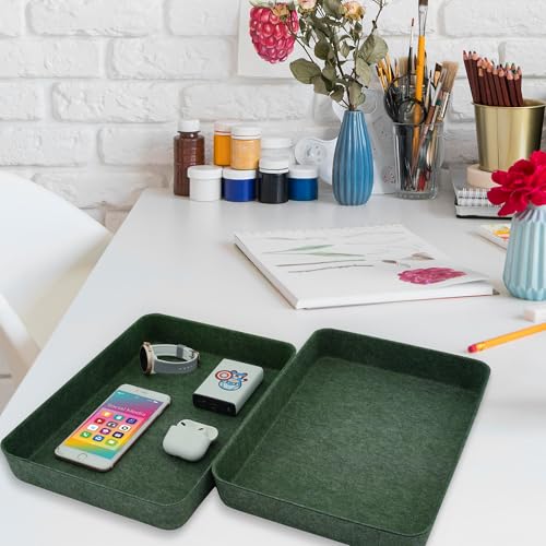 Welaxy 2-piece Office desk drawer organizer tray letter-size documents paper book file Folder Holder storage bins (Forest Green) - color: Forest green