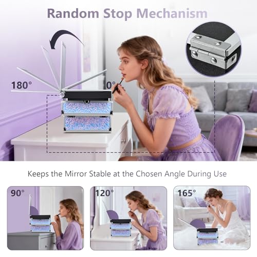 Joligrace Makeup Train Case Makeup Case Organizer Portable Cosmetic Box Storage with 2 Trays Mirror Locking with Keys Make Up Travel Case Nail Kits Traveling Makeup Box Shiny Purple - color: Shiny Purple