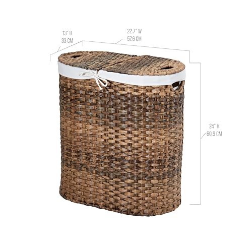 Seville Classics Premium Handwoven Portable Laundry Bin Basket with Carrying Handles, Household Storage for Clothes, Linens, Sheets, Mocha Brown, Oval Hamper - color: Mocha Brown, size: Oval Hamper (1-Pack)