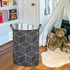 LANGYASHAN Laundry Basket Canvas Fabric Collapsible Organizer Basket for Storage Bin Toy Bins Gift Baskets Bedroom Clothes Children Nursery Hamper (Black diamond) - color: Black diamond