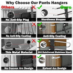 Pants Hangers Space Saving - 2 Pack Closet Organizer and Storage Jean Hangers, Stainless Steel Anti-Slip Clothes Hanger Scarf Holder for Pants Jeans Leggings Trousers Pant Rack, Black - size: 2