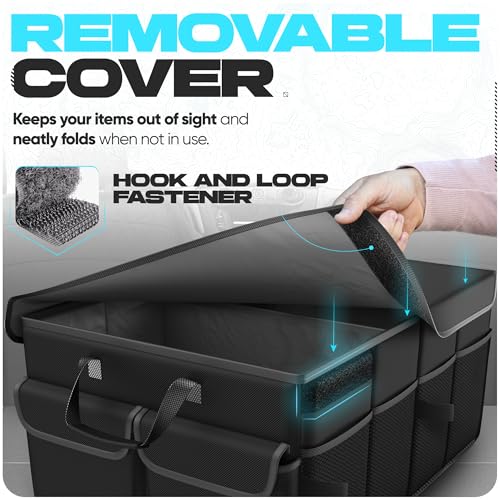 FORTEM Trunk Organizer For SUV Car Trunk Organizer, Foldable Storage, Car Accessories for Women Men, Collapsible Bag, Perfect Christmas Gifts, 600D Oxford, Non Slip Bottom, Straps, Soft Cover (45L) - color: Black, size: Standard (45L)