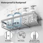 Liuoud 5 Pack Shower Caddy Organizer Rack Shelf for Inside Shower, Self Adhesive Bathroom Wall Storage Basket Rustproof Stainless Steel Large Capacity Shampoo Holder, Grey - color: Grey