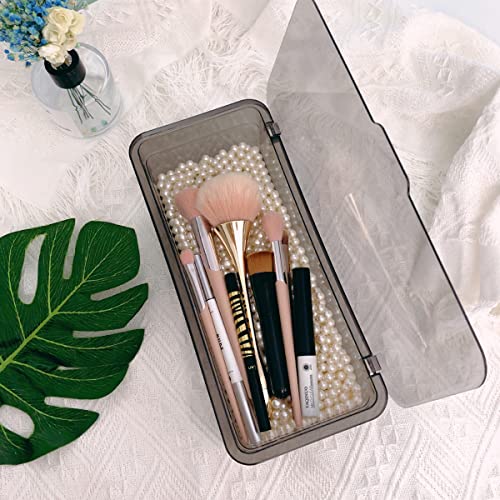 Flatware Tray Kitchen Drawer Organizer With Lid And Drainer - Plastic Kitchen Cutlery Tray and Utensil Storage Container with Cover - Dinnerware Holder for Spoons Forks Knives 10.0x4.3x2.8 - color: Coffee