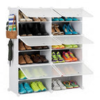 HealSmart 6-Tier Shoe Rack Organizer with Door, 24-Pair Shoe Storage Cabinet, Stackable Plastic Shelves for Closet, Entryway, Hallway, Bedroom, White