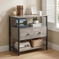 Edbuosy 27 Inch Wide Night Stand with Charging Station, Wood Nightstand with Open Shelf, Large Drawer Bedside Table for Living Room/Bedroom/Office (Rustic Gray) - color: Rustic Gray, size: 1 Drawer