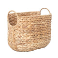 Water Hyacinth Storage Basket with Handles, Woven Boho Storage Basket for Organizing, 11.8" x 7.87" x 8.66" Natural Oval Handwoven Basket for Shelf, Bathroom, Living Room
