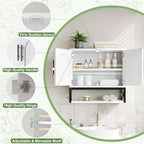 DreamDashio Bathroom Cabinet Wall Mounted with Doors, Adjustable Shelves and Open Shelf, Medicine Cabinet Over The Toilet, Wall Cabinet, Storage Cabinet for Bathroom, Laundry Room, Toilet, White - size: 23.6"H x 23.6"W x 9.8"D