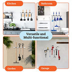 Homely Center Mop and Broom Holder Wall Mount – Heavy-Duty Closet Organizer for Garage, Kitchen, Laundry Organization – Tool Hanger with 3 racks and 4 hooks