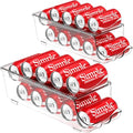 Simple Houseware 2-Pack Auto-Rolling Beverage Can Organizer for Fridge, Clear Front-Loading Soda Dispenser with Smooth Glide Design, Space-Saving Refrigerator Storage Bins - size: 2 Pack