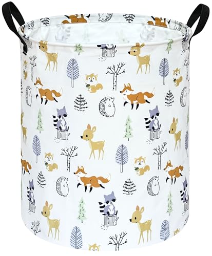 19.7 Inch Round Laundry Hamper Cute Animal Pattern Laundry Basket Fabric Storage Hamper Organization Bin, Toy Box,Gift Basket with Handles for Room - color: F-RT02548