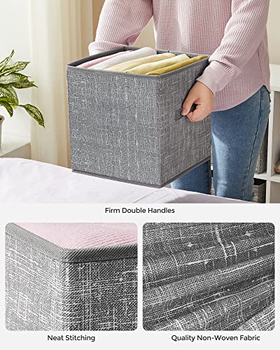 SONGMICS Storage Cubes, 11-Inch Non-Woven Fabric Bins with Double Handles, Set of 6, Closet Organizers for Shelves, Foldable, for Clothes, Cattail Gray UROB26LG - color: Cattail Gray, size: 10.2''L x 10.2''W x 11''H