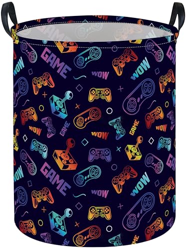 Essme Kids Laundry Basket,Game Hamper Collapsible Waterproof Storage Bin for Boys,Gift Baskets(Color Game) - color: Color Game
